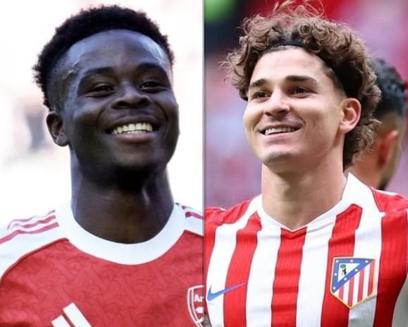 阿爾瓦雷斯歐冠生涯每71分鐘造1球，薩卡每89分鐘參與1球