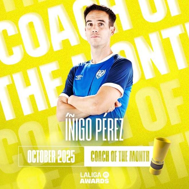 三戰(zhàn)全勝，巴列卡諾主帥伊尼戈佩雷斯當(dāng)選西甲10月最佳教練